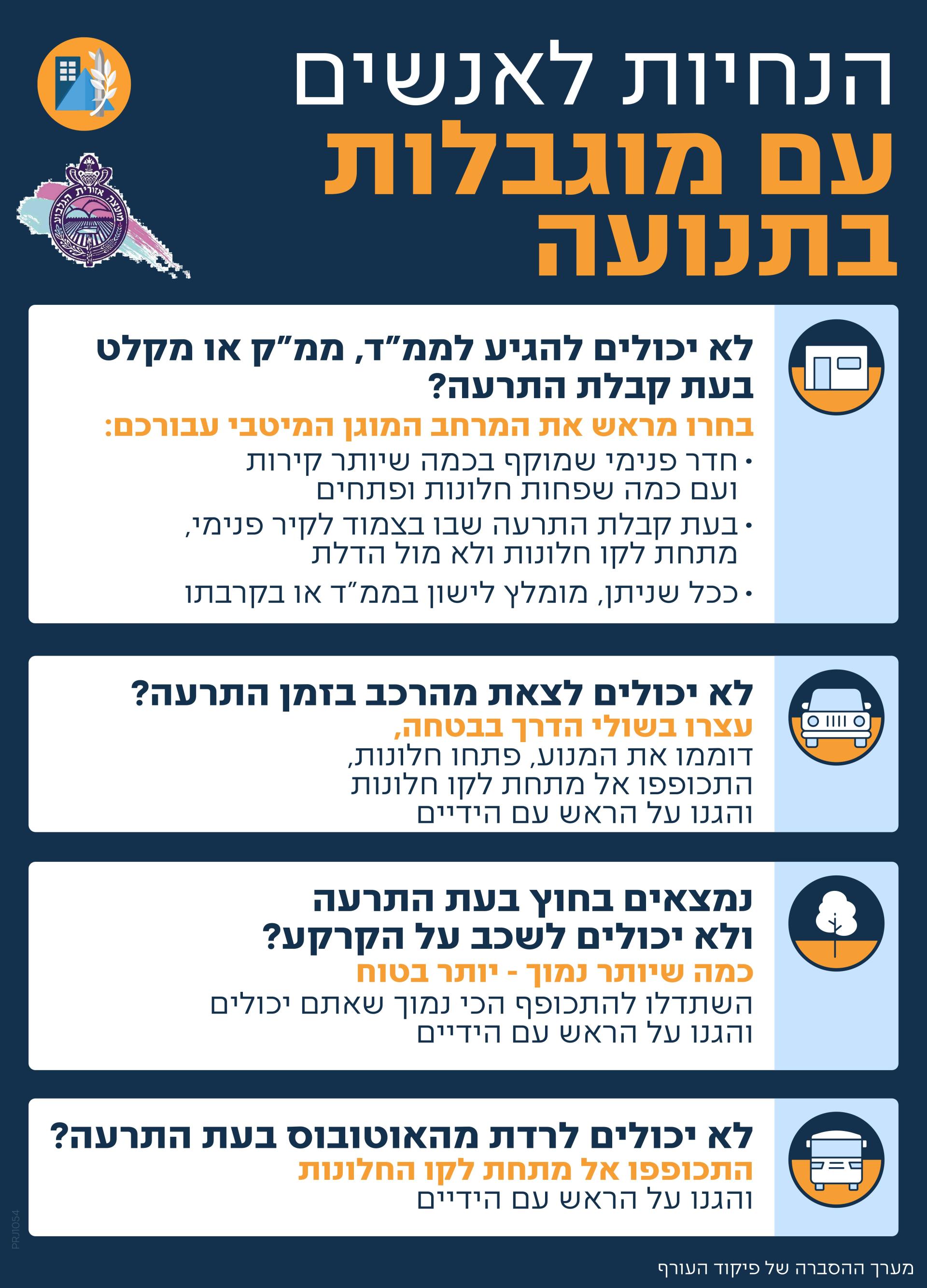 הנחיות לאנשים עם מוגבלות בתנועה